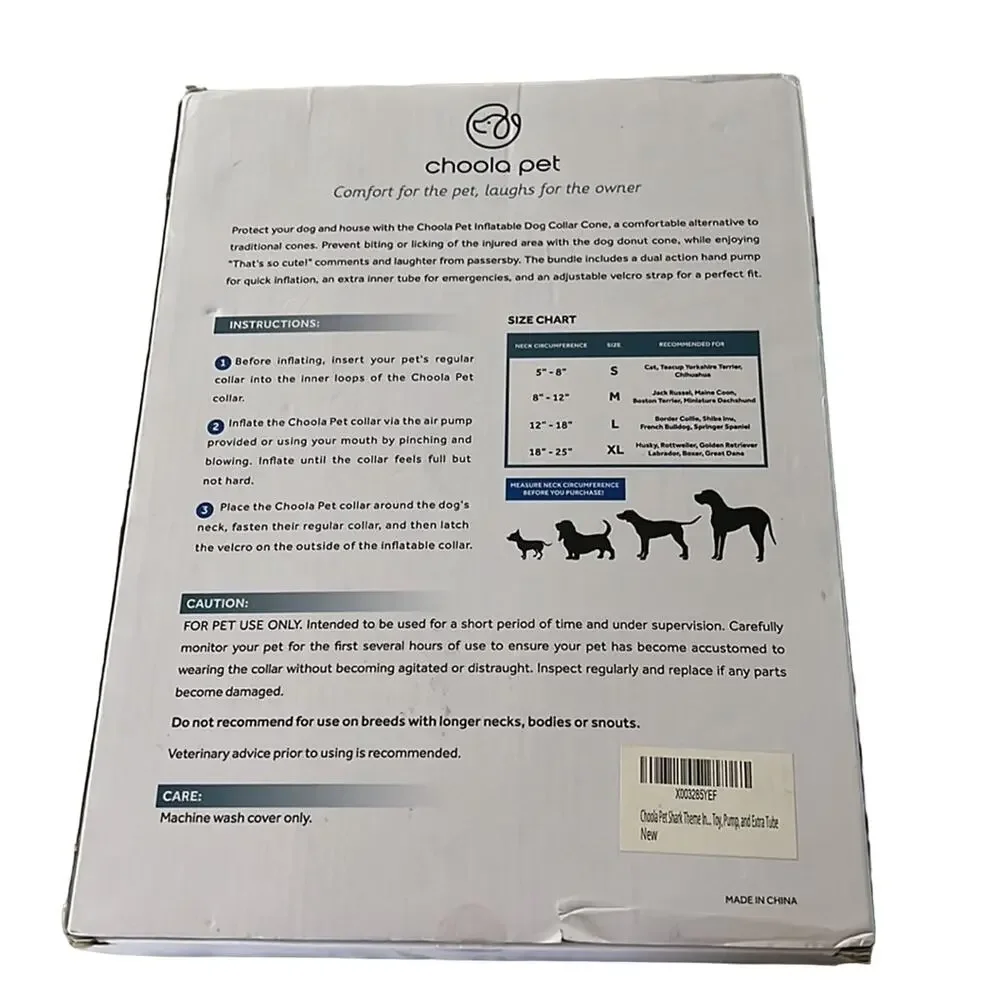 Choola Pet Inflated Recovery Collar Shark Attack Design Large Dog